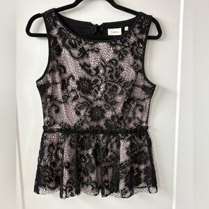 Anthropologie Black Lace Sleeveless Top